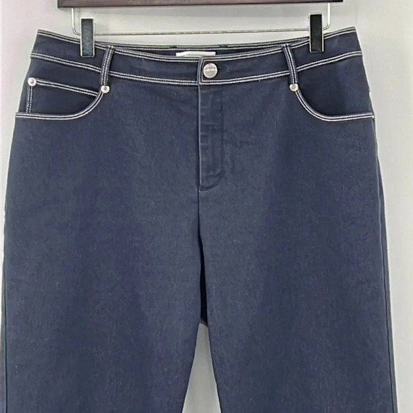 St. John Sport Straight Leg High Rise Jeans in Dark Blue - Size 10 - Picture 2 of 7